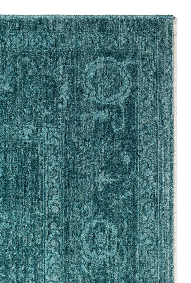 Zara Serisi Vintage Turkuaz Renk Makine Halısı