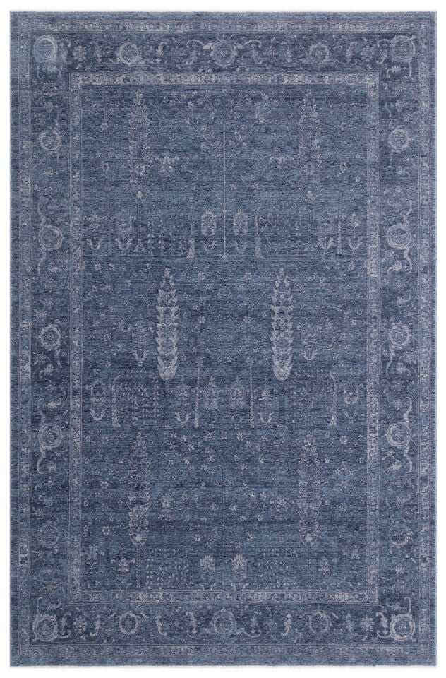 Zara Serisi Vintage Mavi Renk Makine Halısı
